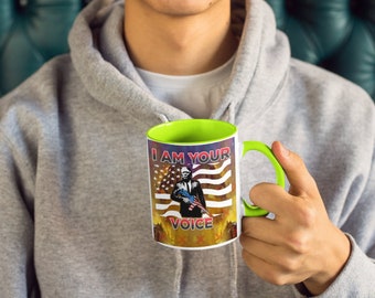 Trump I Am Your Voice Coffee Cup MAGA Colorful Coffee Cup MAGA 11 oz Trump Mug for Tea Hot Chocolate to Trump Rally