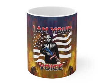 I Am Your Voice Trump Coffee Cup MAGA 11 oz Trump Mug for Tea Hot Chocolate to Trump Rally