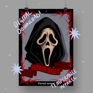 Scream Horror Match Print Digital Print l emo decor l horror decor l alt wall art l scream print l Ghostface print