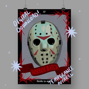 Friday 13th Horror Match Print Digital Print l emo decor l horror decor l alt wall art l Friday 13th print l Jason Voorhees print