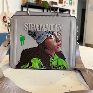 Billie Eilish Steve Madden hand painted bag, Billie Art, Billie Eilish Bag