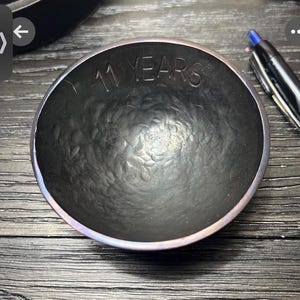 Personalized hammered finish steel 3.5 inch ring bowl 11th Anniversary present