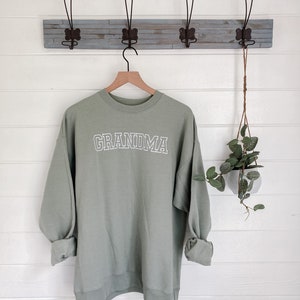 Customizable Grandma/Grandpa custom embroidered sweatshirt, varsity collegiate letter sweatshirt, crewneck embroidered sweatshirt