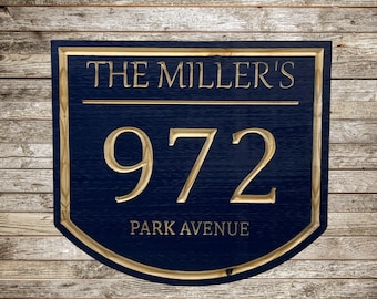 Engraved Family Name Address Plaque: Personalized Outdoor Sign