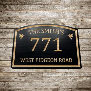 Engraved Family Name Address Plaque: Custom Outdoor Sign