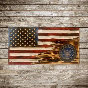 Navy WOODEN AMERICAN FLAG, Rustic American Flag, Wooden Us Flag, Wooden Flag, Concealment Flag, Wooden American Navy Logo Rustic Us Flag