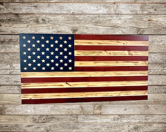 Rustic Wooden American Flag, American Flag, Charred American Flag, Rustic American Flag