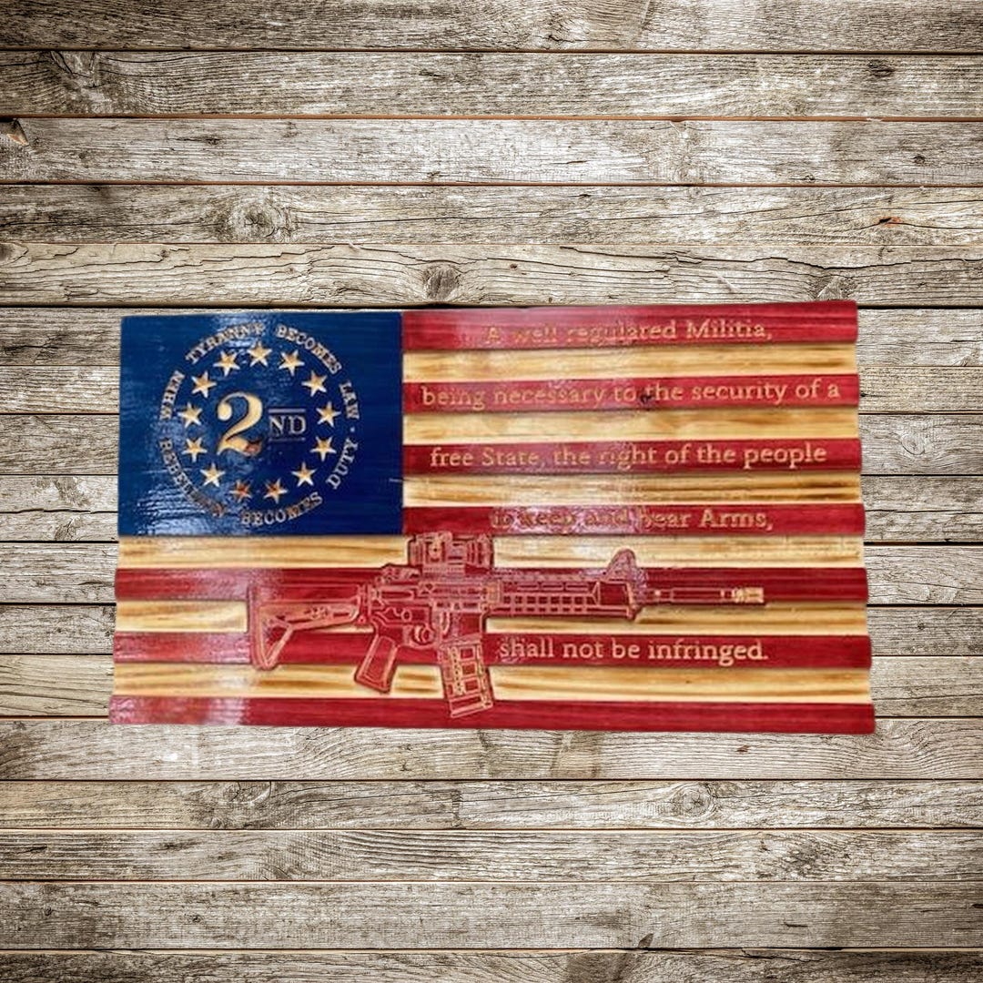 AR-15 2nd Amendment Flag, Rustic American Flag, Wooden American Flag ...