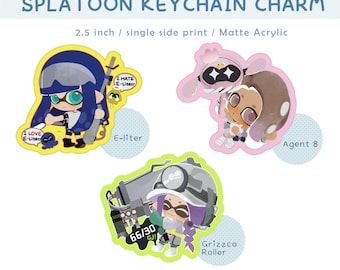 Llavero acrílico con dije de Grizzco del Agente 8 de Splatoon Inkling Octoling E-liter Side Order
