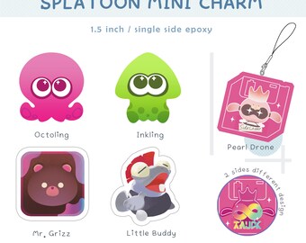 Splatoon Inkling Octoling Neon Jelly Cute Mini Squid Octopus Phone Charm
