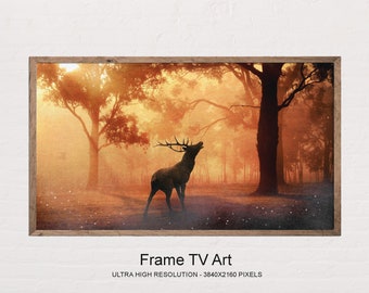 Samsung Frame TV Forest Deer Art | Deer Digital Art | Downloadable DIGITAL TV03