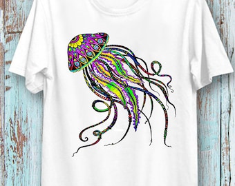 Psyhedelic Jellyfish T-Shirt tee top  T-Shirt  Cool Ideal Tee Top for Ladies and Gentlemen