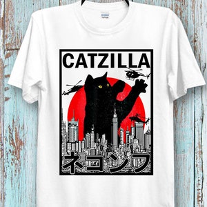 Catzilla King Of Pawster Paws  T-Shirt  Cool Ideal Tee Top Cat Kitten Pet Lover Poster shirt for Ladies and Gentlemen