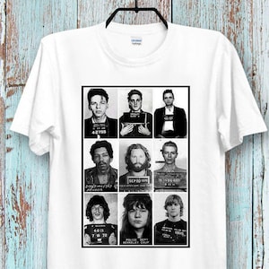 Celebrities Mugshot T Shirt Music Rock Stars Meme Gift Tee Top Super