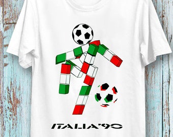 Italia 90 T Shirt Logo Football World Cup Soccer Italy 1990 T -Shirt Tee Top Unisex Men's and Ladies  T-Shirt  Cool Ideal Tee Top
