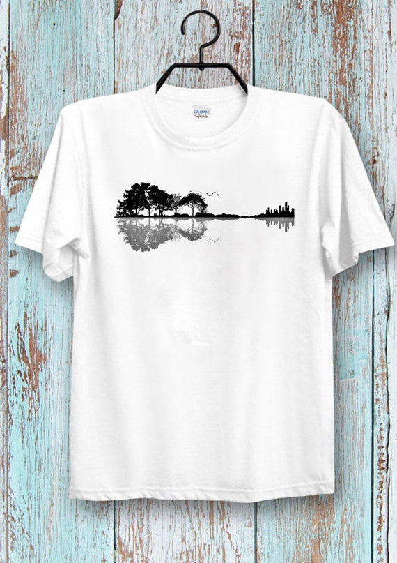 Guitar Tree T shirt Nature Reflection Tee Top Cool Ideal Tee Top for Ladies and Gentlemen