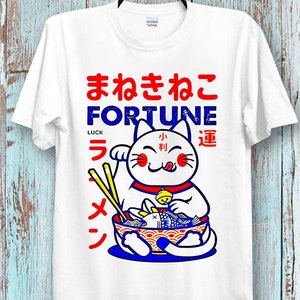 Maneki Neko Lucky Cat Fortune T-Shirt  Cool Ideal Tee Top Poster shirt for Ladies and Gentlemen