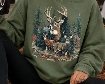 Vintage Deer Sweater Hunting Season Gift Country Western Boutique Outdoorsy Woodland Creature Hunting Season Gift  Nature Lover Animals