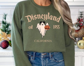 Halloween Retro Disneyland Est 1955 California Sweatshirt, Mickey Ghost Sweatshirt, Spooky Sweatshirt, Disneyland Halloween Sweatshirt