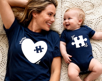Camiseta personalizada a juego para el Día de la Madre, conjunto de camiseta y body para mamá e hijo (pieza que falta) para el primer Día de la Madre, regalo para mamá primeriza (niño)