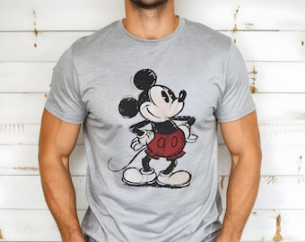 Disney Classic Mickey Mouse Shirt Retro Mickey T-Shirt for Disneyland Trip, Disneyland Holiday Family Matching Shirt, Disney Mickey Gift Tee