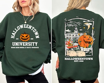 Sudadera de Halloweentown (1998), espalda y frente, suéter retro de cuello redondo de Halloweentown, sudadera de otoño de la Universidad de Halloweentown