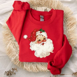 Retro Santa Sweatshirt, Vintage Santa Sweatshirt, Retro Christmas Santa, Holiday Clothing Women, Christmas Sweatshirt for Woman, holiday