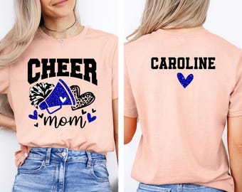 Cheer Mom Cheer Mom Faux Glitter Royal Blue Shirt,Cheer Mom Gift,Custom Cheer Shirt,Custom Name, Team Cheer Shirts,Mom Tee, Cheer Mom Shirt