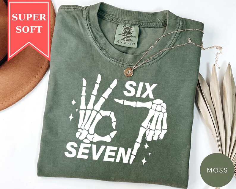 Comfort Colors® 6 7 Meme Shirt, Funny Skeleton Hands Shirt, Halloween Couples Shirt, Trendy Meme Shirt, Six Seven Shirt, 67 Couples Tee image 5