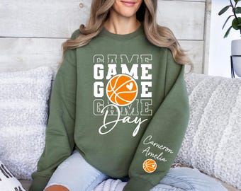 Sudadera de baloncesto personalizada para el día del partido, sudadera de baloncesto personalizada, nombre en la manga, sudadera para el día del partido, sudadera con capucha de baloncesto