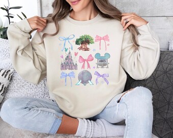 Disney Coquette Sweatshirt, Cute Castle Crewneck, Retro Magic Kingdom Pullover, Soft Girl Disney Hoodie, Vintage Park Aesthetic