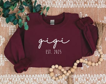 Custom Gigi Sweatshirt With Kids Name On Sleeve, Personalized Gigi Sweater, Custom Grandma Gift, Gigi Christmas Gift