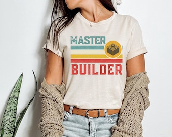 Master Builder Shirt, Building Blocks, Birthday Gift For Kids, Funny Dad T-shirt, Men Graphic Tee, Building Gift, Gift for him