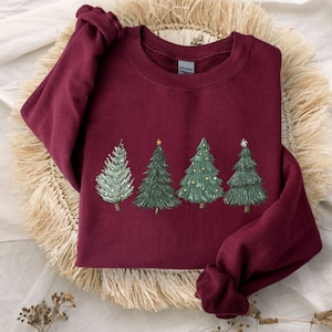 Christmas Sweatshirt,Womens Christmas Sweater,Christmas Crewneck Pullover Christmas Tree Holiday Sweaters Winter Matching Kids Youth Toddler