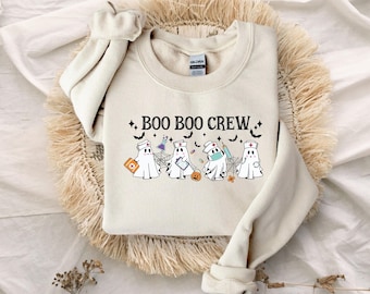 Boo Boo Crew Sweatshirt, Funny Nurse Shirt, Nurse Crewneck Sweatshirt, Nursing Gift,Nurse Tee, Ghost Nurse Shirt, Halloween Nurse Sweatshirt