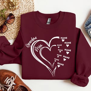 Custom Grandma Sweatshirt, Grandma Heart Hoodie, Nana Sweater With Grandkids Name, Great Grandma Gift, Gifts for Grandma, Grandma Crewneck