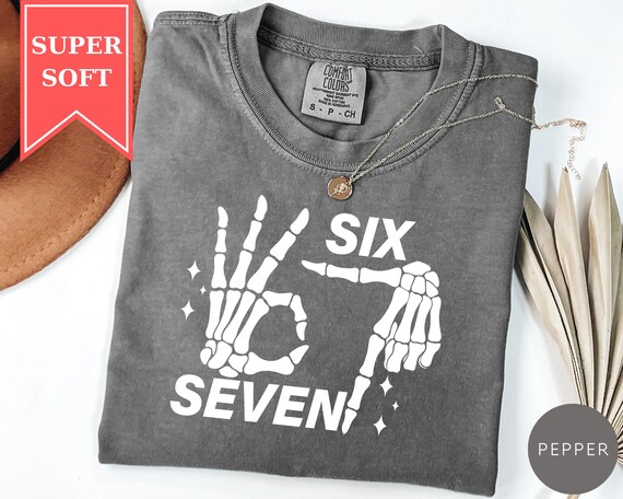 Comfort Colors® 6 7 Meme Shirt, Funny Skeleton Hands Shirt, Halloween Couples Shirt, Trendy Meme Shirt, Six Seven Shirt, 67 Couples Tee