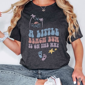 Beach Pregnancy Announcement Shirt Summer Gender Reveal Tropical Cruise Vacation Maternity t-shirt Nautical Baby Shower tee