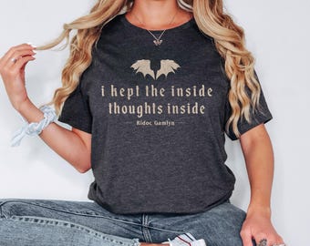 I Kept The Inside Thoughts Inside T-Shirt, Dragon Rider shirt, Book Lover Shirt, Quest Squad Shirt, Fourth Wing Shirt, Bookish Gift