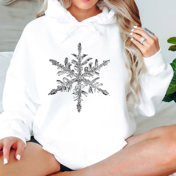 Snowflake T-Sweatshirt, Christmas Sweatshirt, Holiday Party Hoodie, Women Christmas Shirt, Snowflake Winter Sweatshirt, Clearance Shirt