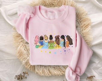 Retro Disney Princess Sweatshirt, Disney Princess Gift, Disney Trip, Watercolor Princess Hoodie, Disney Friends Princess Sweatshirt