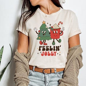 Retro Christmas Shirt, Vintage Christmas Shirt,Retro Holiday Shirt,Cute Funny Christmas Shirt, Feeling Jolly Christmas Shirt