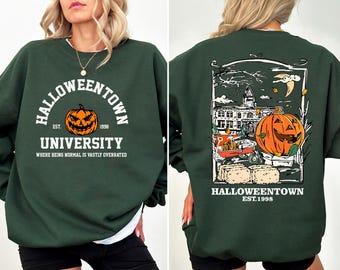 Halloweentown Est 1998 Back and Front Sweatshirt, Retro Halloween Town Crewneck Sweater Halloweentown University Halloween Fall Sweatshirt