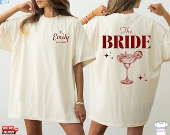 Personalized Bride Crew Hen Party T-Shirt, Boho Wedding Bachelorette Group Tee