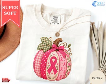 Comfort Colors® Cancer Shirt, Faux Patchwork Pumpkin Gift, We Fight Together T-Shirt, Breast Cancer Awareness Tee, Pink Ribbon Support Gifts