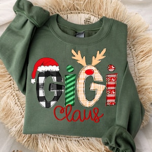 Gigi Claus Sweatshirt, Christmas Grandma Claus Sweatshirt, Grandma Sweater,  Nana And Grandkids Sweatshirt, Gifts For Nana Gigi