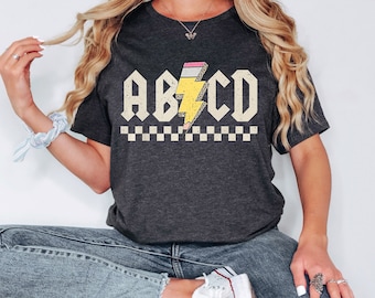 Retro ABCD Teacher Shirt, Kindergarten Teacher Shirt, Back To School, Elementary School Shirt, Gift For Teacher, Teacher Tee