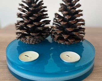 pinecone epoxy candle holder, tealight holder,