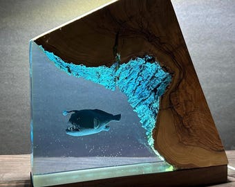 Epoxy Resin Lamp with Angler Fish, Night Lamp, Table Lamp