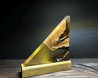 Wood Epoxy Resin Lamp, Resin Night Light, Decorative Epoxy Lamp,Handcrafted Lamp,/ Table lamp,Bedside Lamp